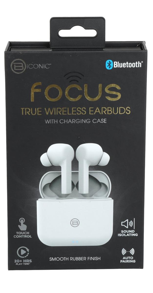 Bluetooth Focus True Wireless Earbuds - White | Burkes Outlet