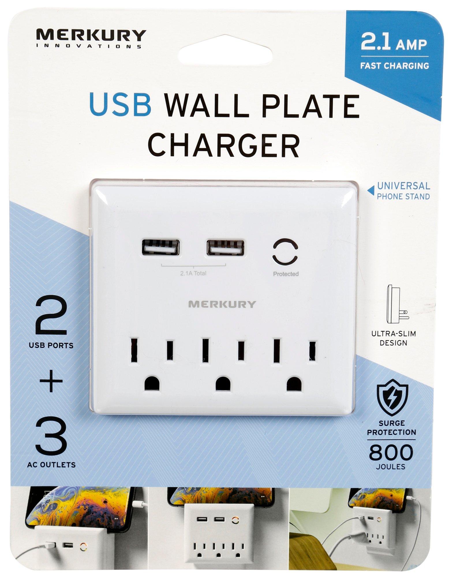 USB Wall Plate Charger - White | Burkes Outlet