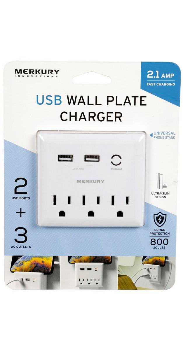 USB Wall Plate Charger - White | Burkes Outlet