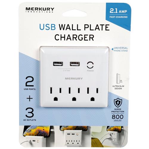 USB Wall Plate Charger - White | Burkes Outlet