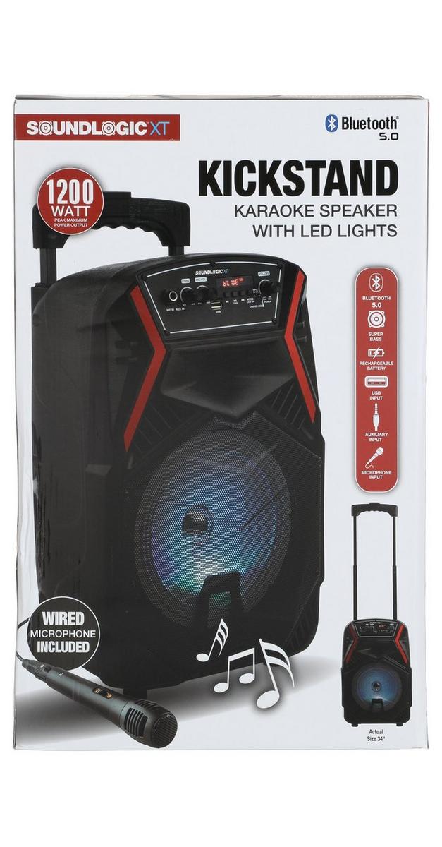 Portable Kickstand Karaoke Speaker W/ LED Lights Black Burkes Outlet