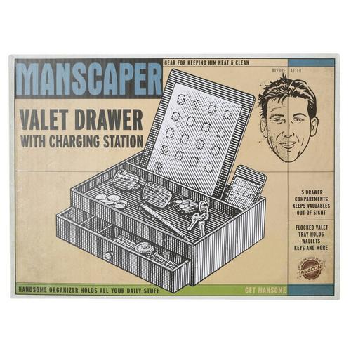 Manscaper Valet Drawer W Charging Station Burkes Outlet