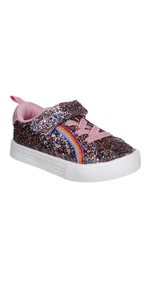 Toddler Girls Glitter Velcro Sneakers Pink Burkes Outlet