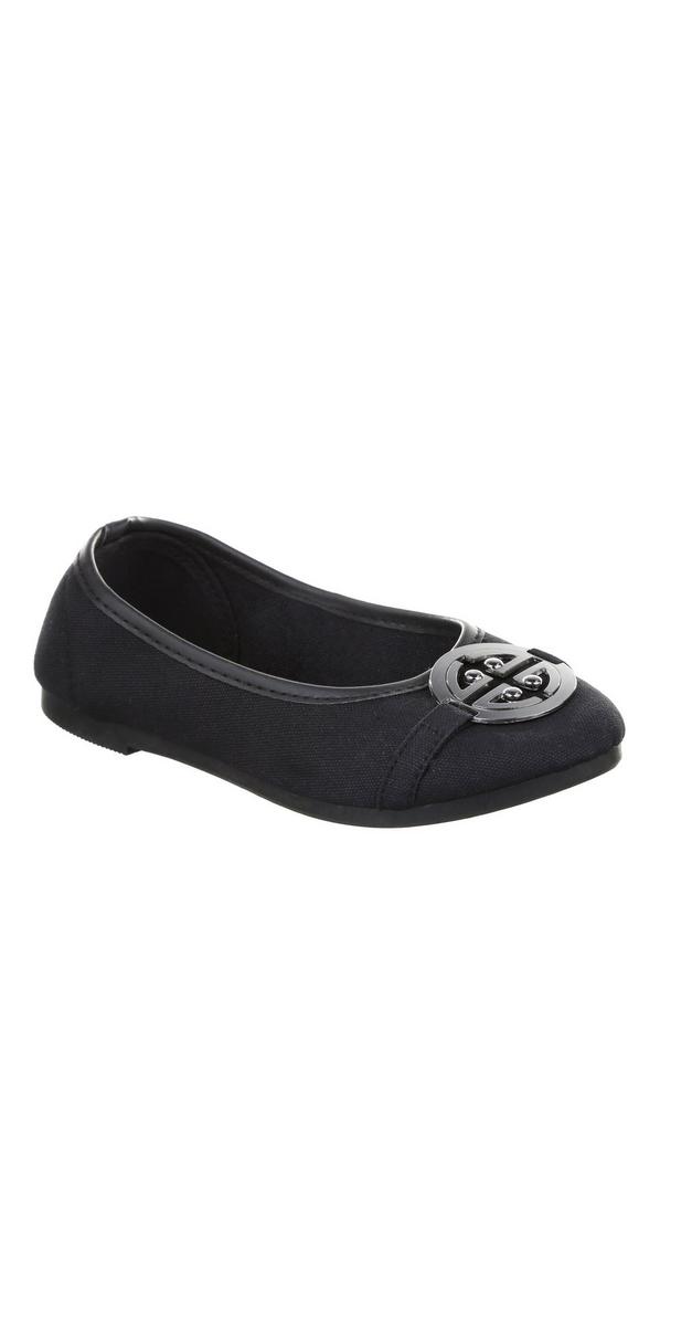Toddler Girls Solid Faux Suede Flats - Black | Burkes Outlet