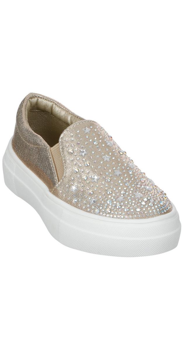 Girls Dolce Jeweled Slip-Ons - Champagne | Burkes Outlet