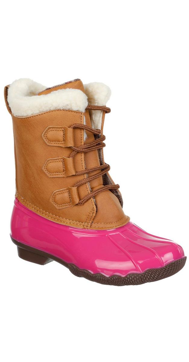 womens duck boots pink