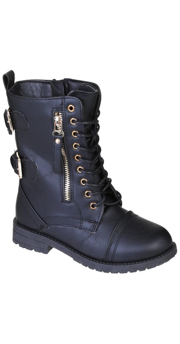 synthetic leather combat boots