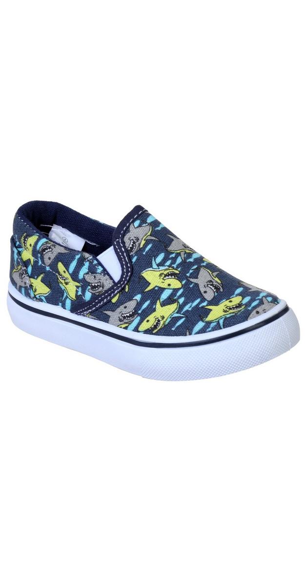 Toddler Boys Sharks Canvas SlipOns Blue Burkes Outlet