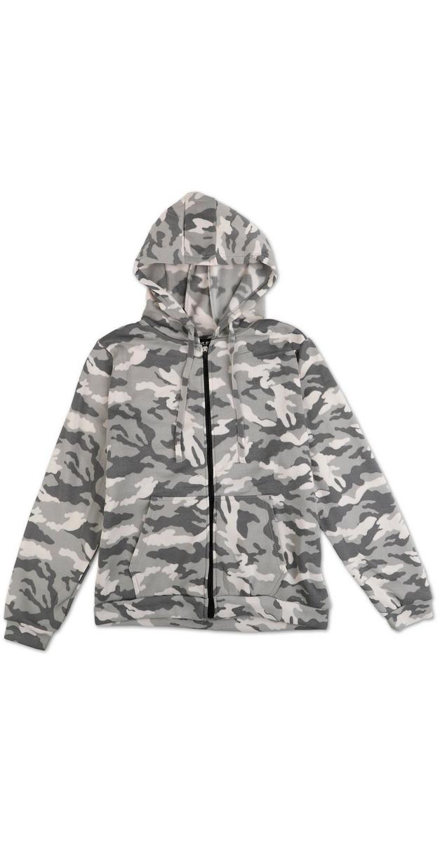 Men's Active Camo Full Zip Fleece Jacket - Grey | Burkes Outlet