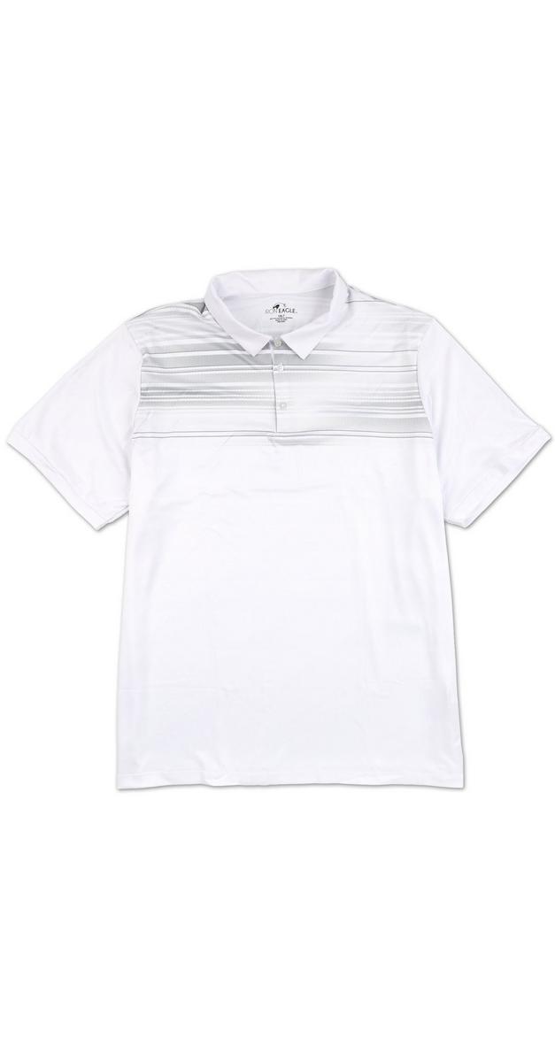 Big Men's Stripe Shoulder Performance Polo - White | Burkes Outlet