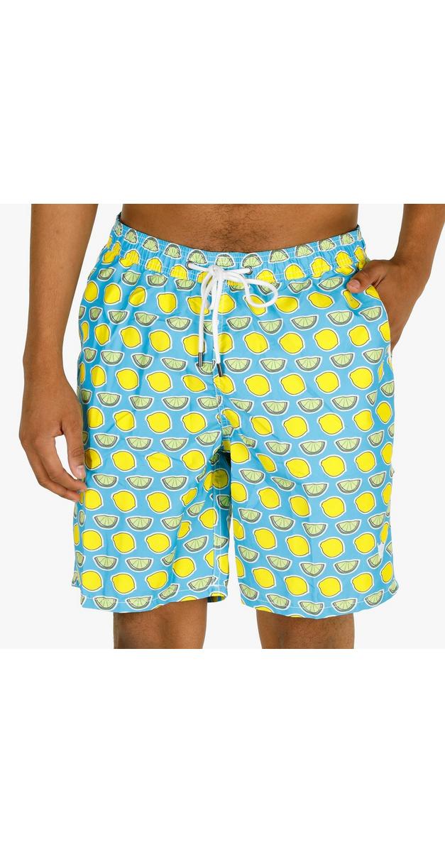 Men's Lemon & Lime Swim Trunks - Blue | Burkes Outlet