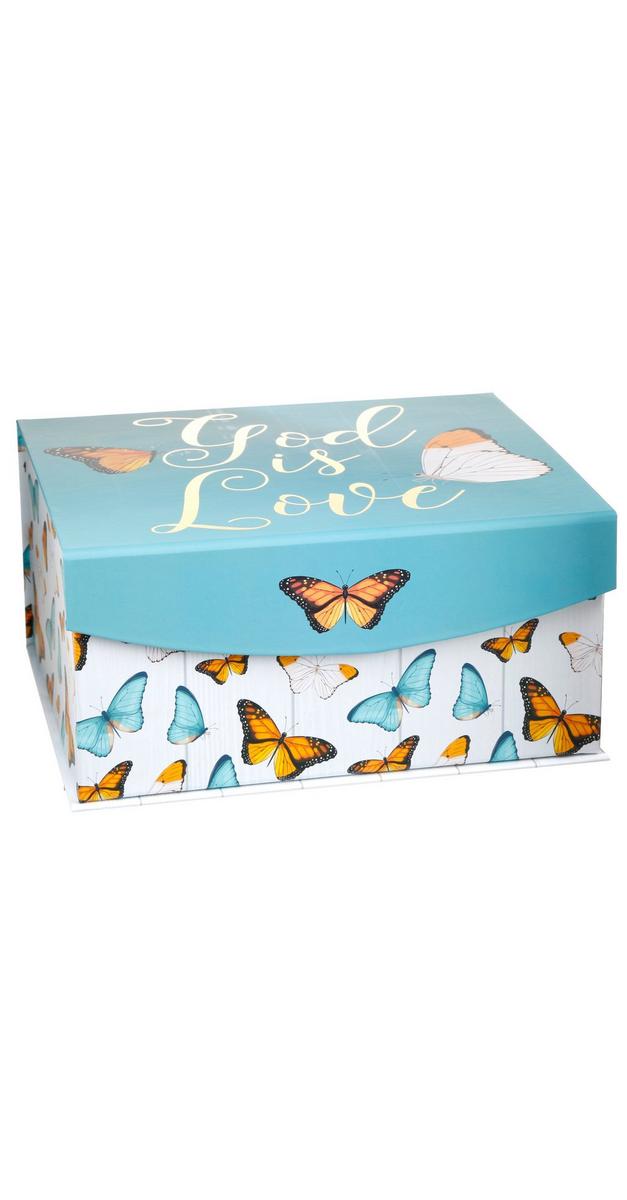 10x12 Butterfly Hinged Lid Storage Box Blue Multi Burkes Outlet