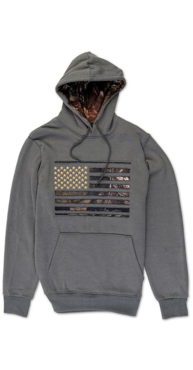 Men's Outdoor Flag Hoodie - Grey | Burkes Outlet