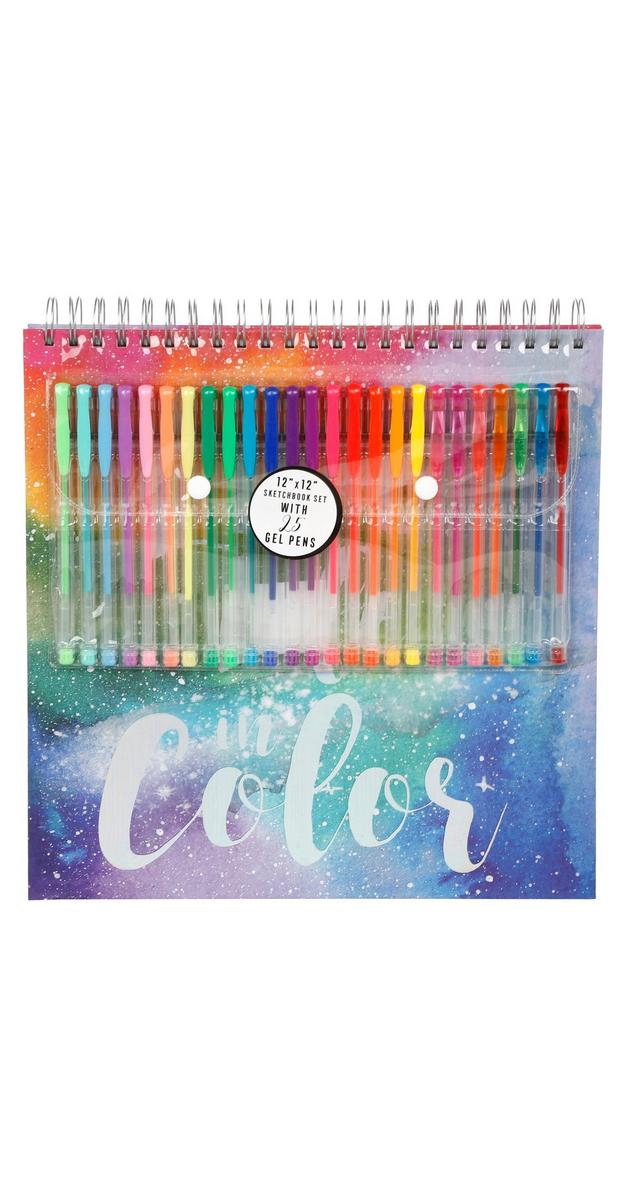 12x12 Sketchbook Set w/ Gel Pens Burkes Outlet