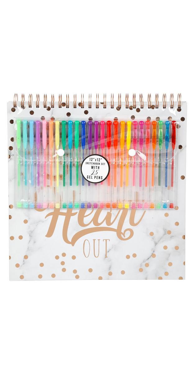 12x12 Sketchbook Set w/ Gel Pens Burkes Outlet