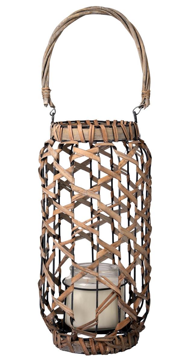 15" Woven Wicker Lantern w/ Candle Burkes Outlet